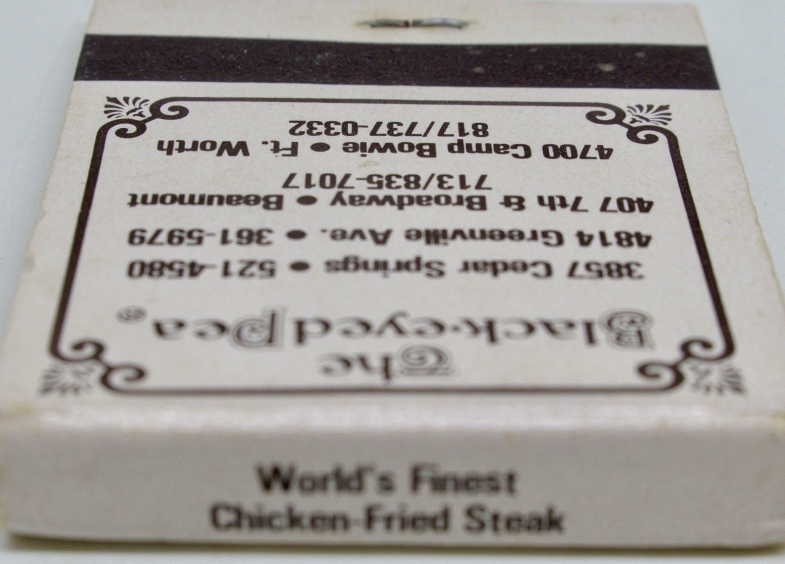 The Black Eyed Pea Restaurant DALLAS Texas Finest Chicken Fried Steak Matchbook