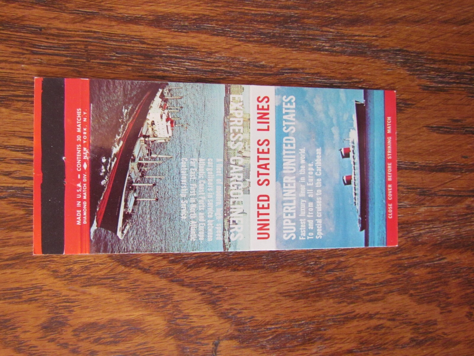 STEAMSHIP MATCHBOOK COVER: UNITED STATES LINES NEW YORK CITY MATCHCOVER -D22