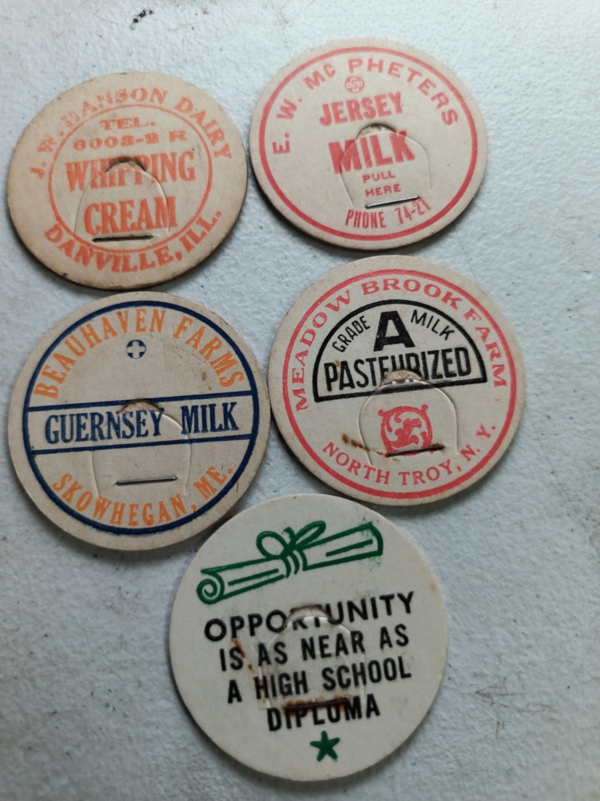 13 VINTAGE CARDBOARD MILK TOPS **VERY GOOD CONDITION**
