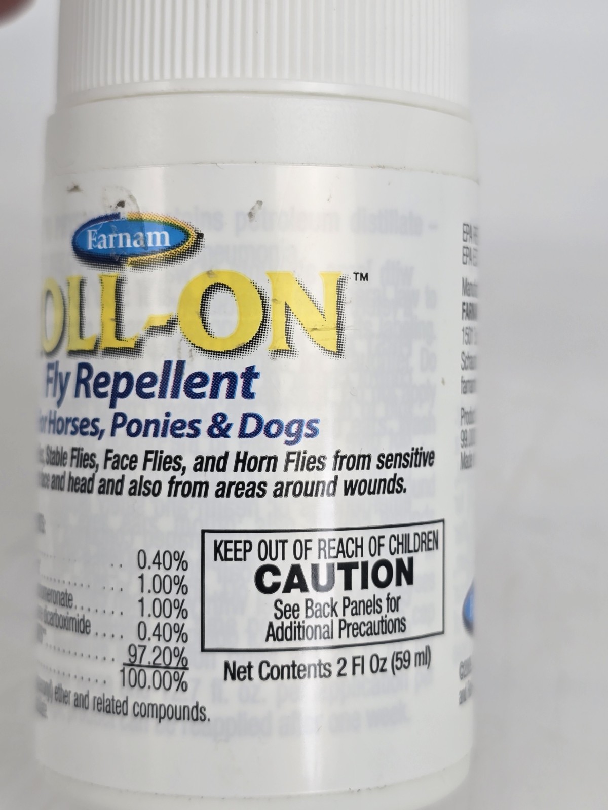 Farnam Roll-On Fly Repellent | For Horses, Ponies and Dogs | 2 oz
