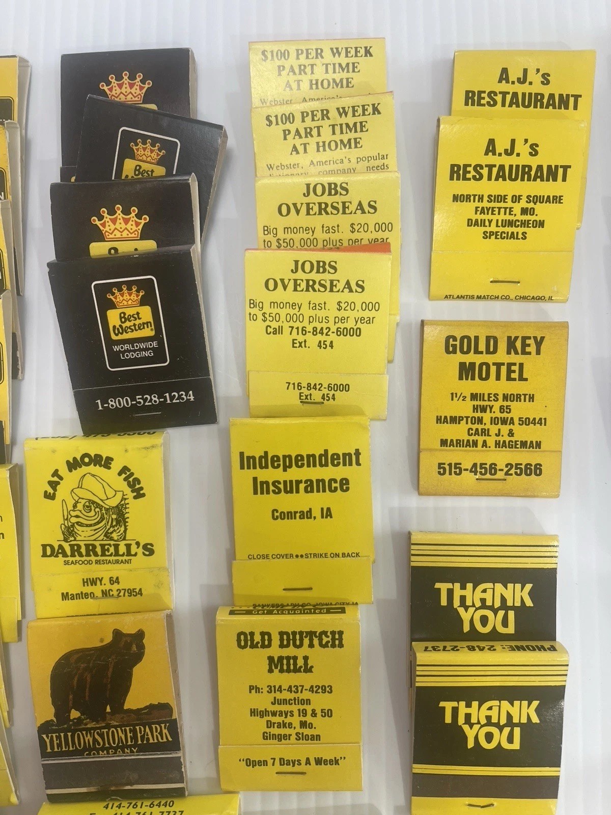 Lot of 72 Vintage Matchbooks Black & Gold Color Home Bar She Shed Decor Hawkeyes
