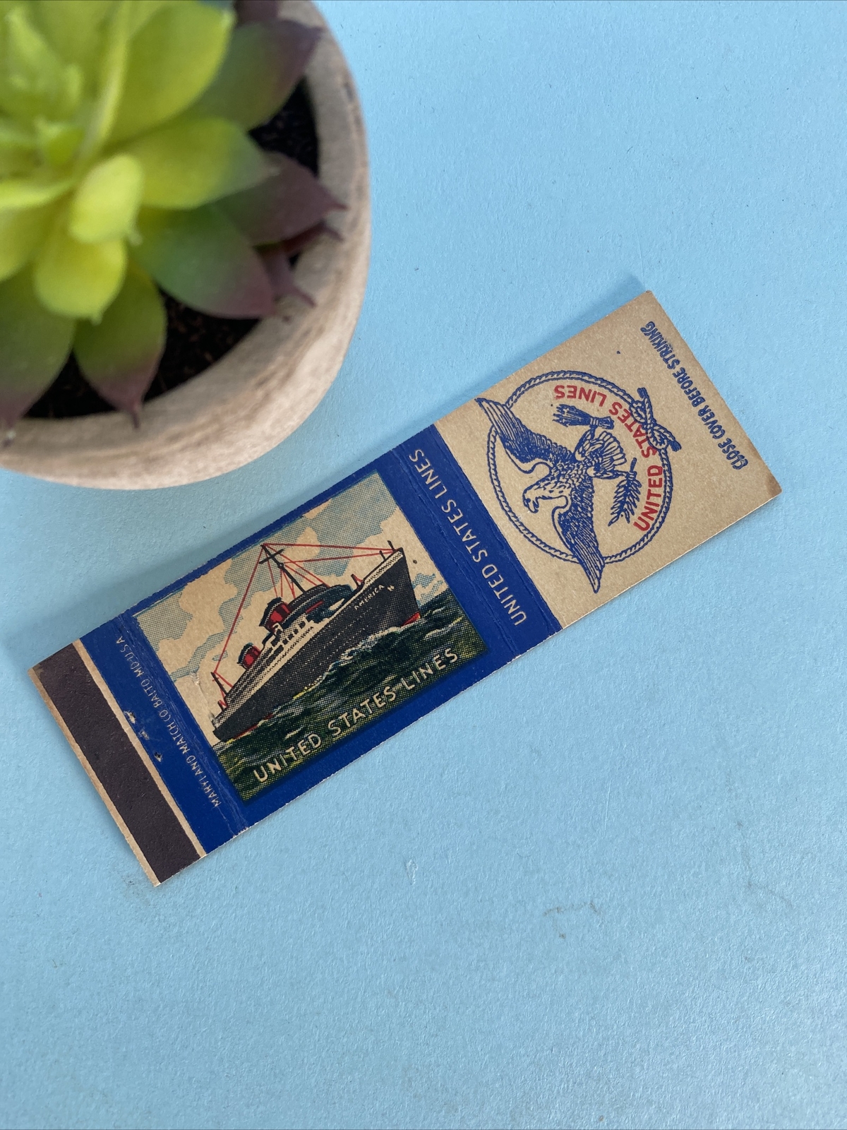 United States Lines Ship Patriotic Military Vintage Matchbook Cover WW2