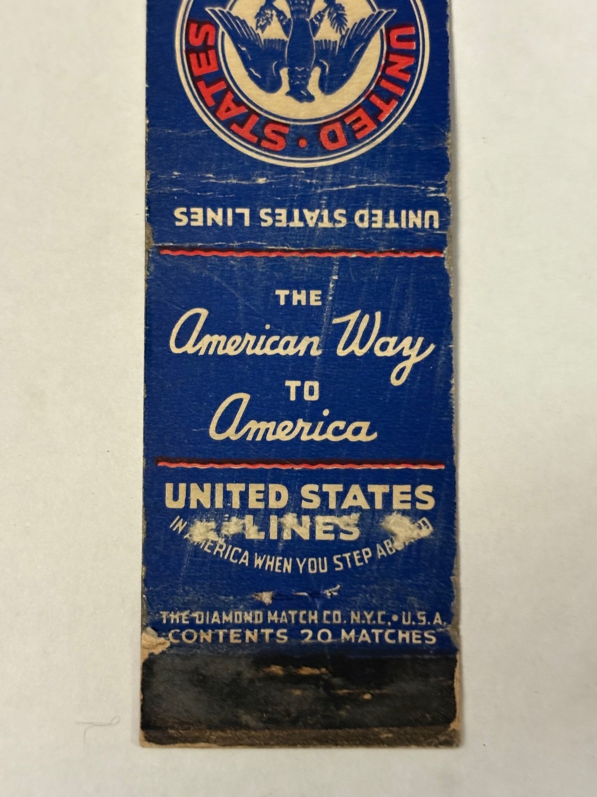 United States Lines Matchbook Cover U.S. US Eagle American Way America Boat Ship