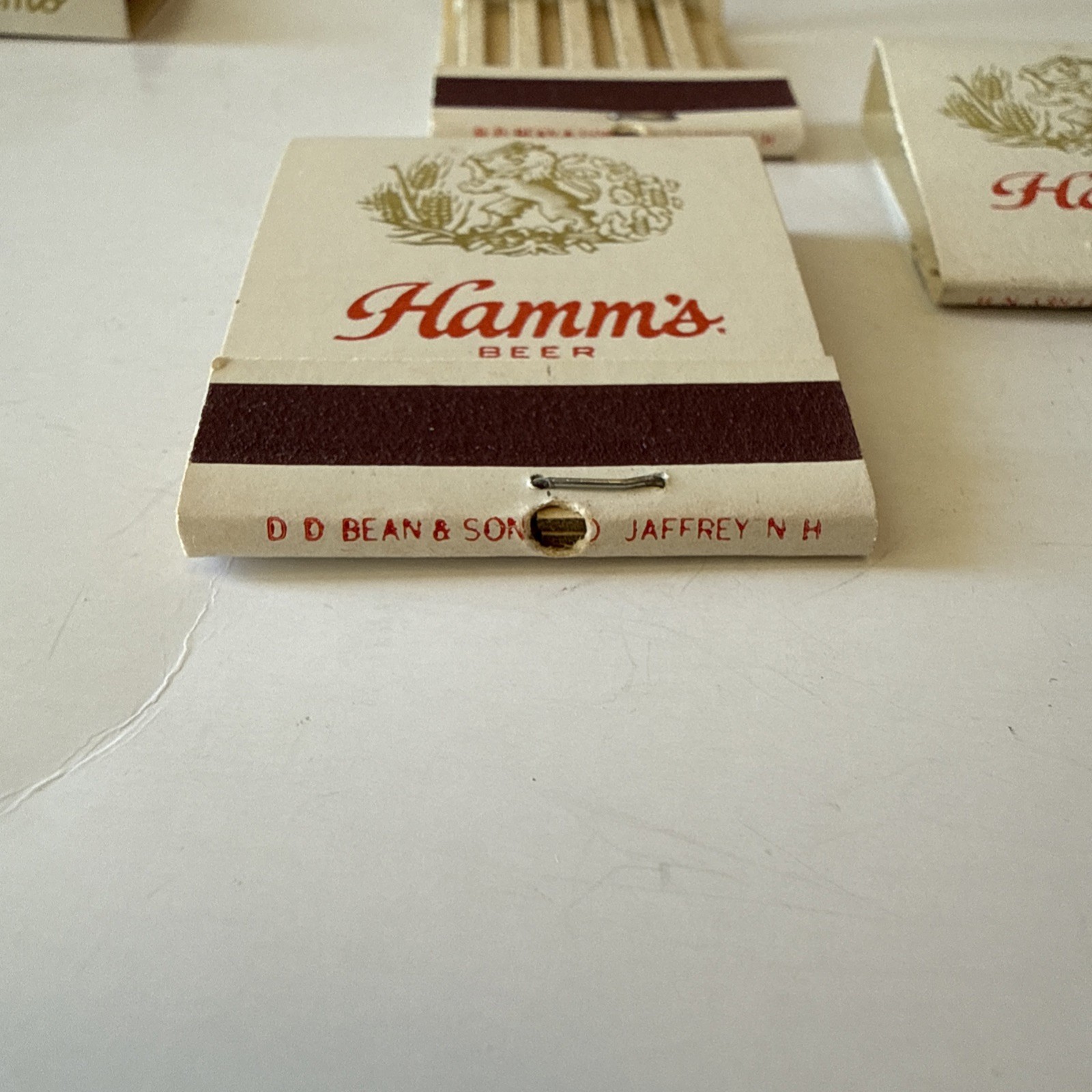 Vintage Hamm’s Beer Matchbooks With Matches NOS, Unstruck, Gold Lion, Set of 4