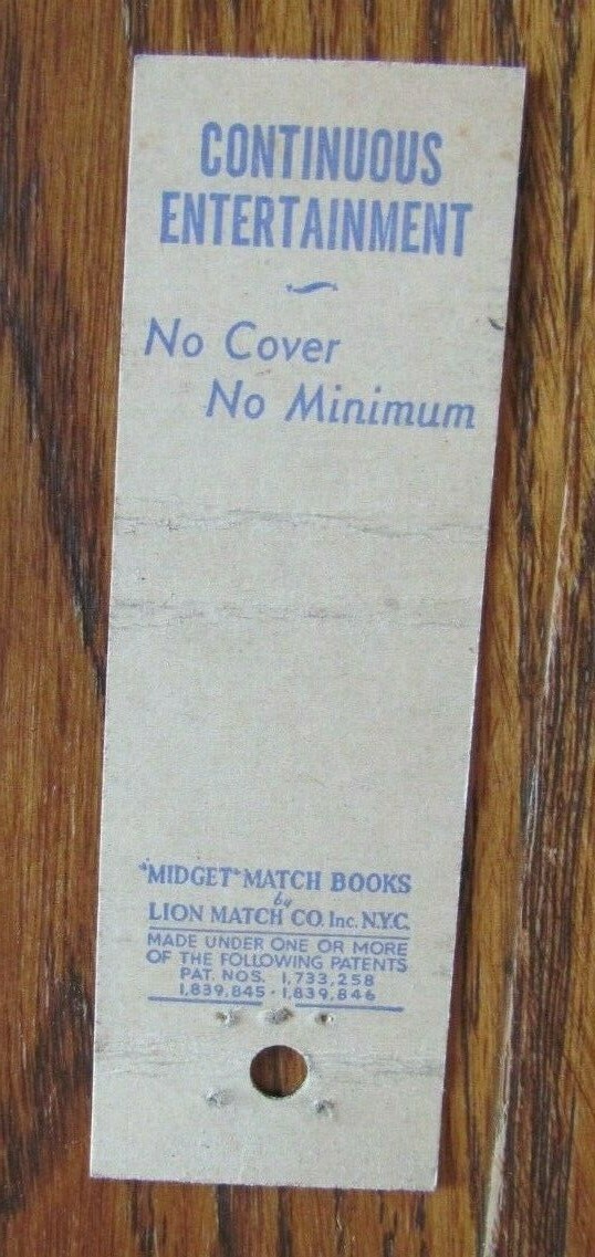 CHICAGO, ILLINOIS: YES YES LOUNGE (1934-43 MIDGET MATCHBOOK MATCHCOVER) -F18