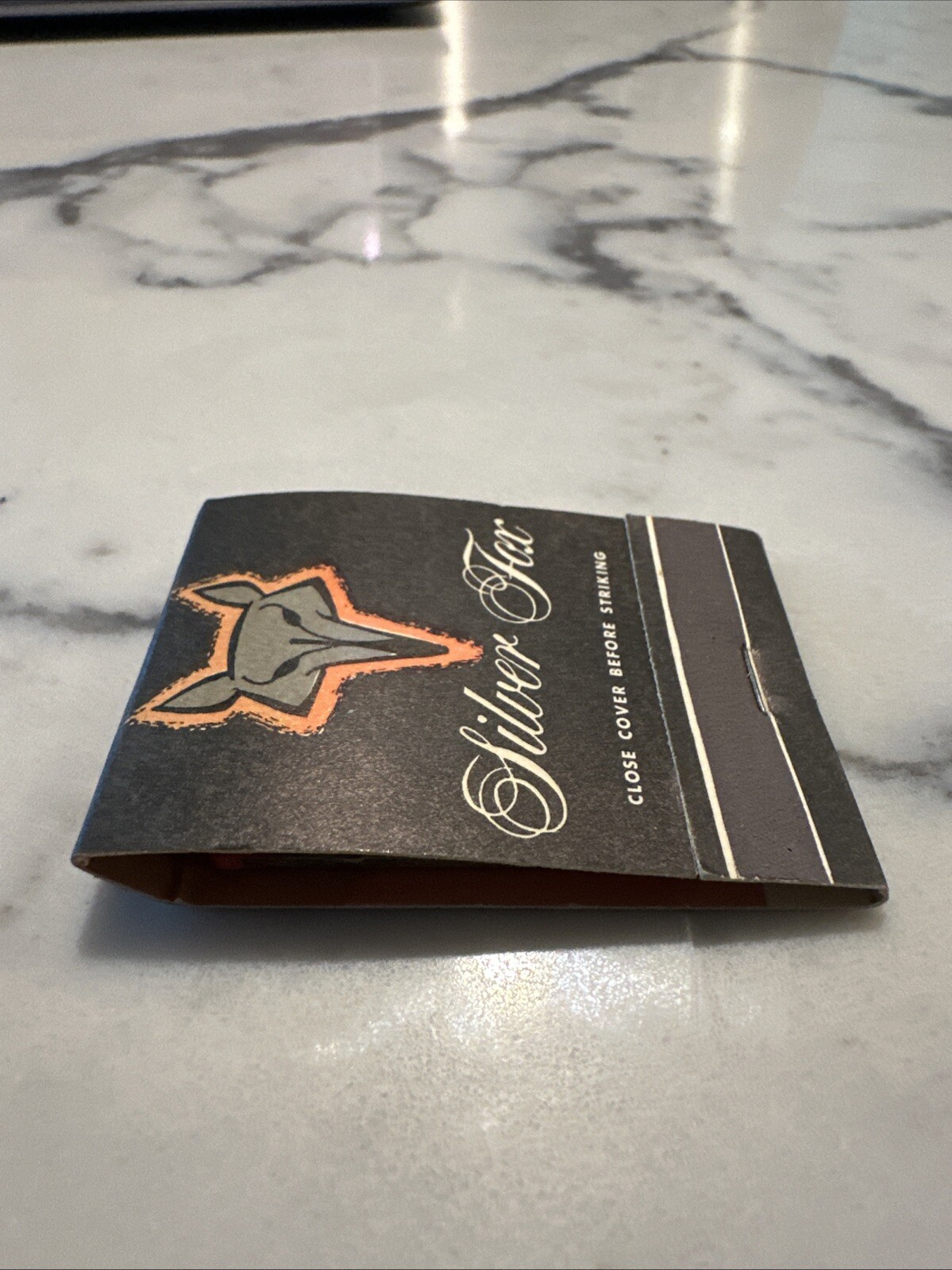 Vintage Matchbook Washington DC Silver Fox Restaurant Black Orange UNSTRUCK