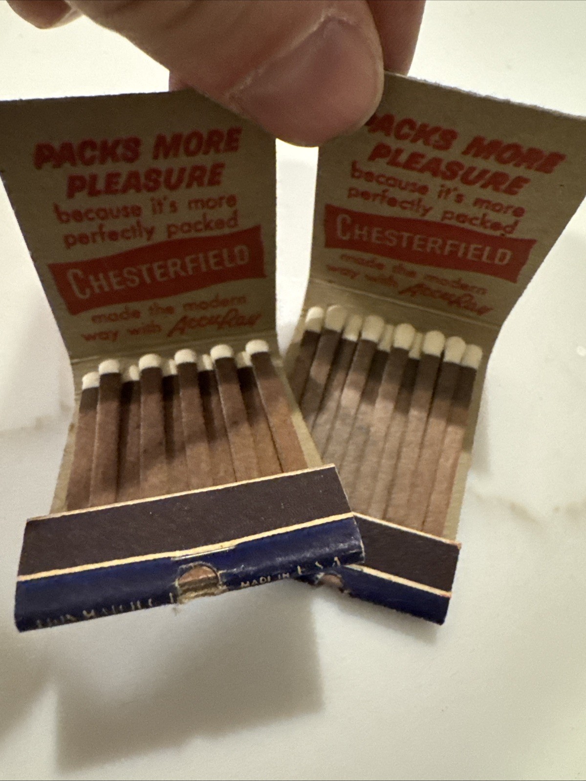 Chesterfield Cigarettes Tobacco 50s Vintage Matchbook Pair FULL