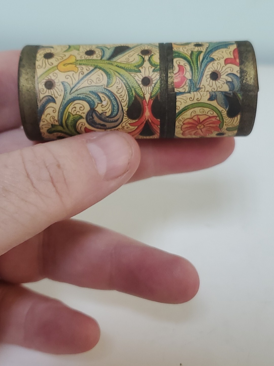 Decorative Paisley Cardboard Tube Cylinder Match Holder Black Tip Matches