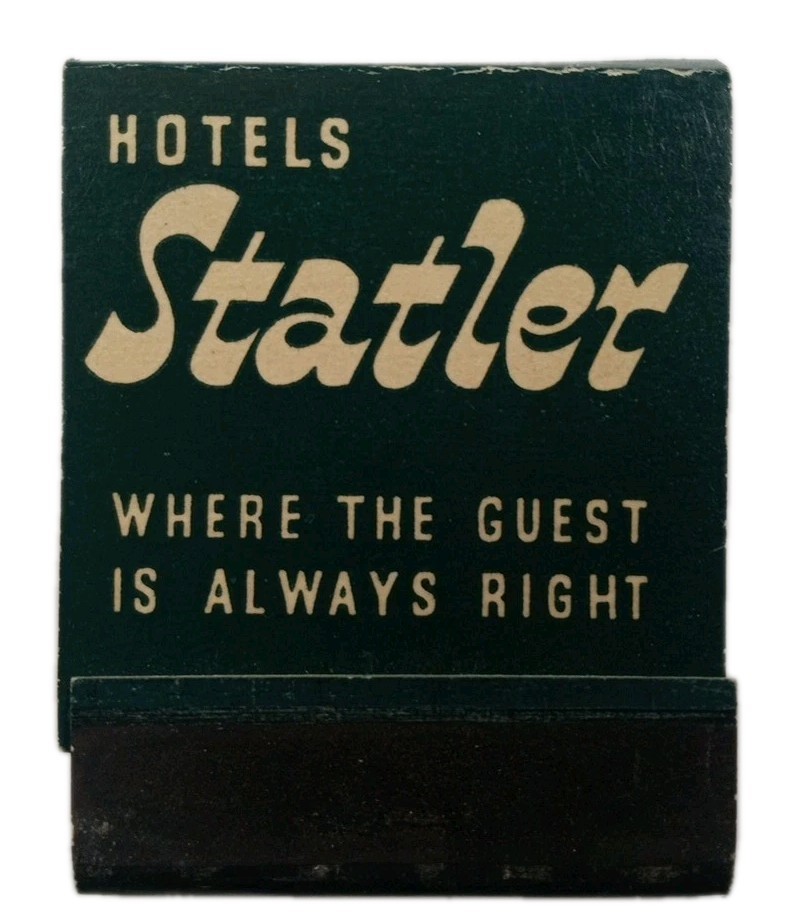 Vintage Statler Hotels Full Unstruck Matchbook Where The Guest Is Always Right