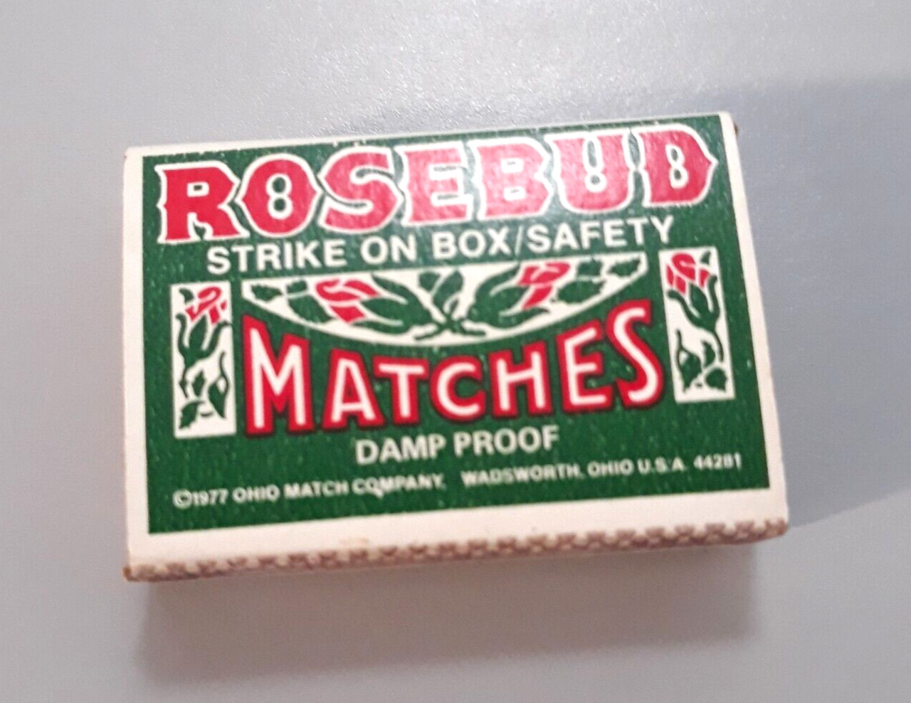 Vintage 1977 ROSEBUD Matches Empty Cardboard Box Case Matchsticks Package