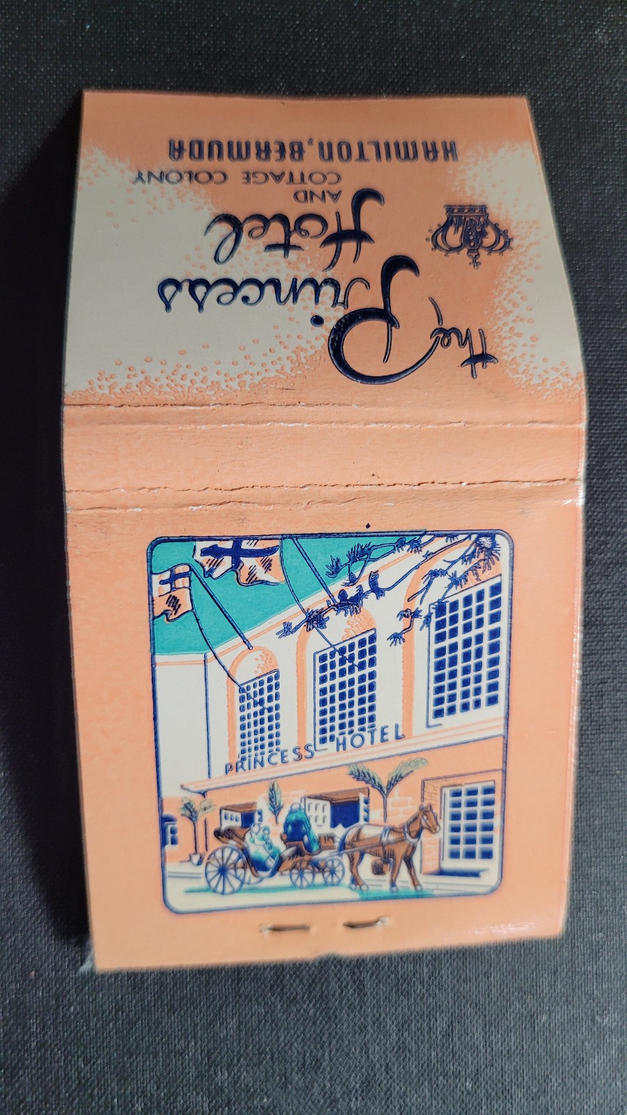 1940s Princess Hotel Hamilton Bermuda Unstruck Lion Feature Matchbook MatchCover