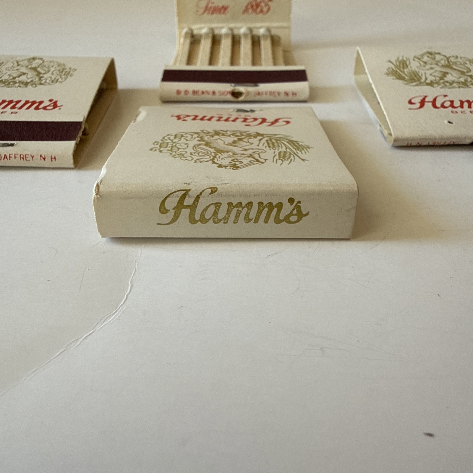 Vintage Hamm’s Beer Matchbooks With Matches NOS, Unstruck, Gold Lion, Set of 4