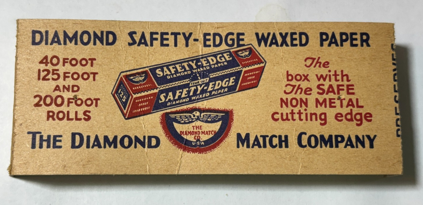 DIAMOND MATCHES USA CARDBOARD BOX, THE DIAMOND MATCH CO.*, 5″ x 2 5/8″ x 1 3/4″