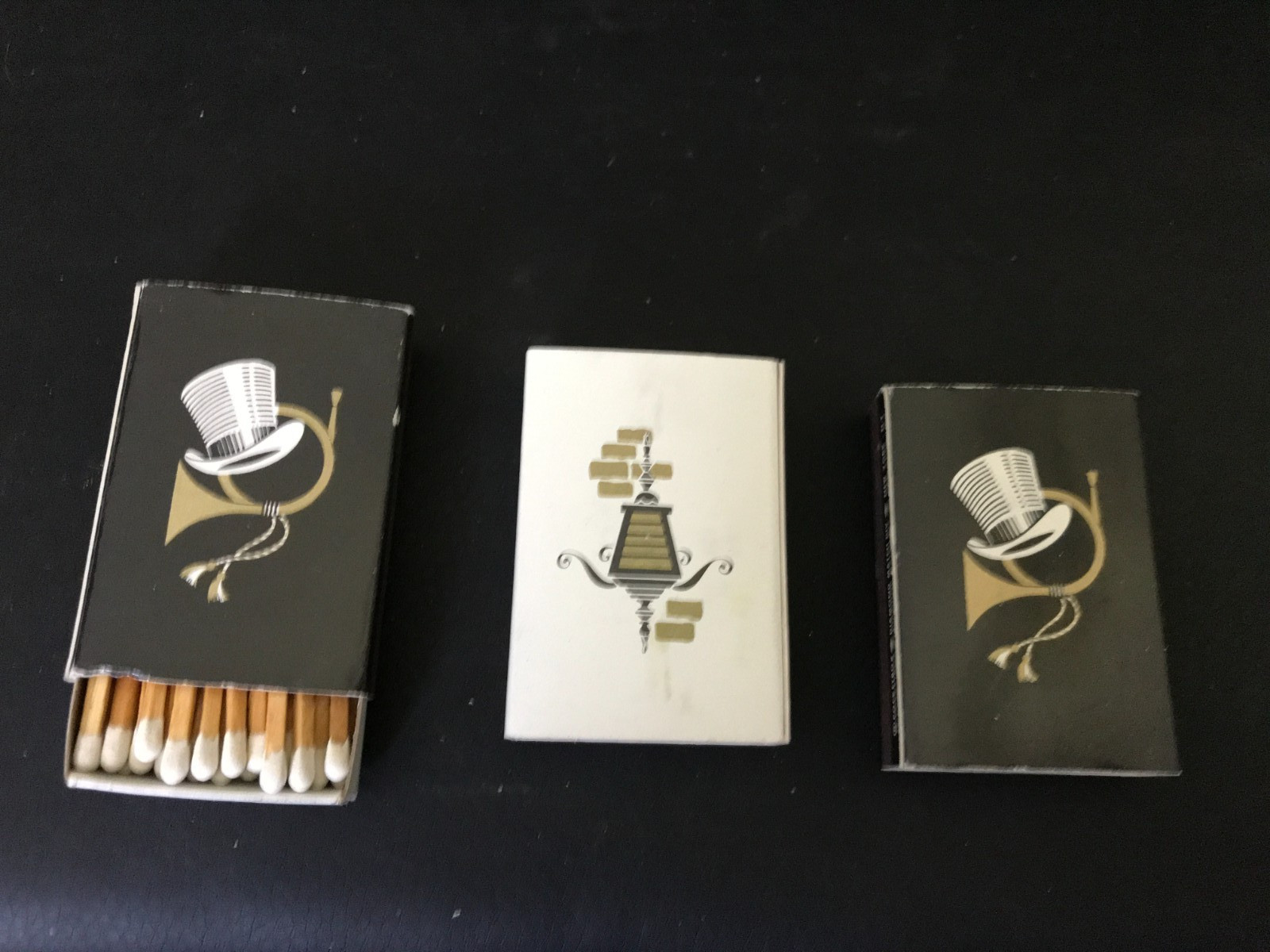 Set of 3 Cardboard Matchboxes with a Pattern in Black & White – F aga