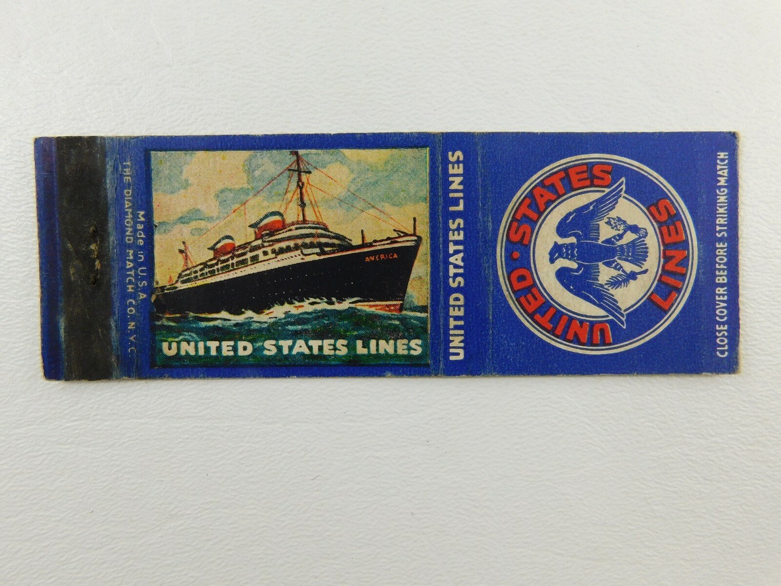 United States Lines Ship Patriotic Military Vintage Matchbook Cover WW2