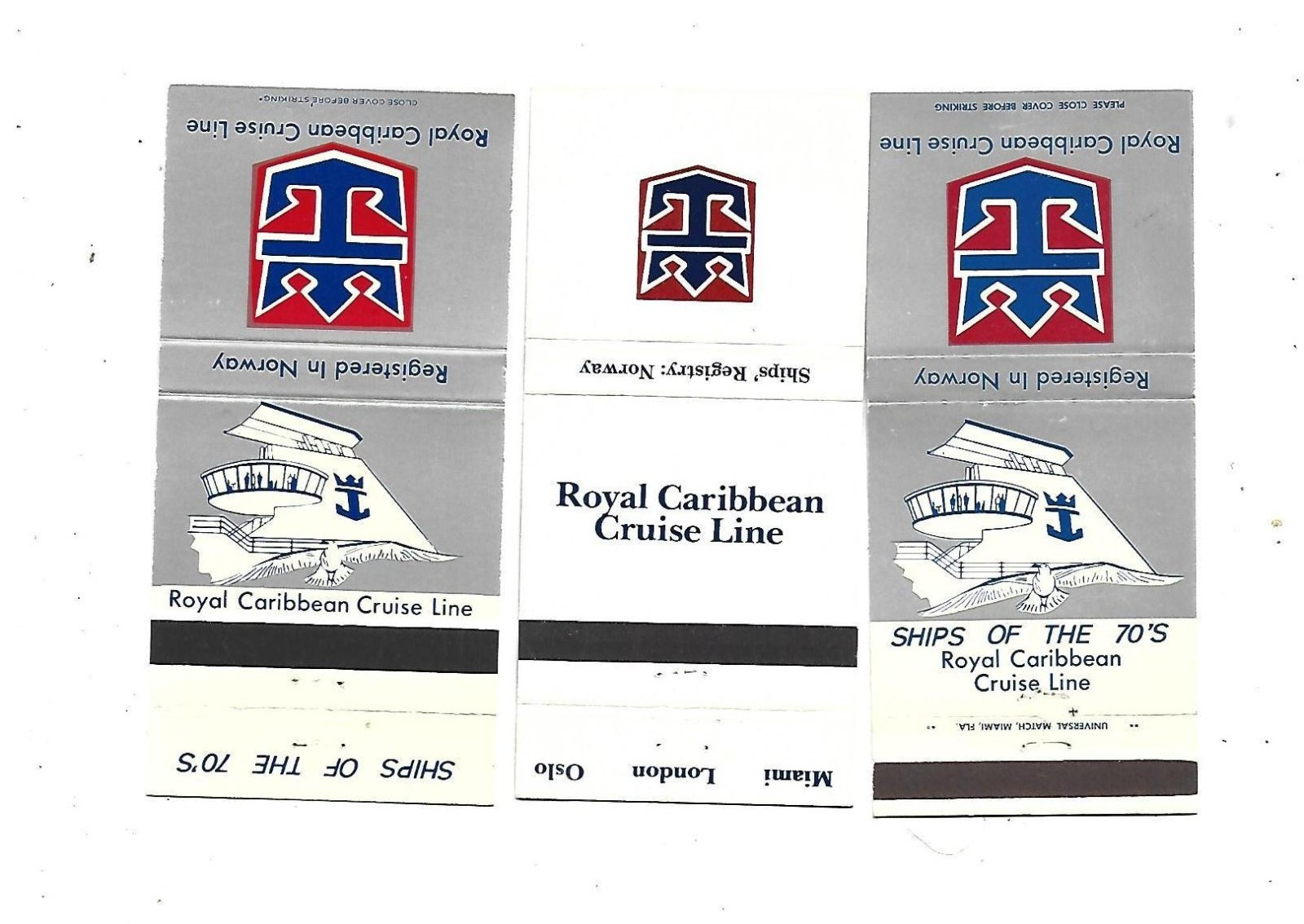 3 Royal Caribbean Cruise Lines Matchcovers No Longer given on ships