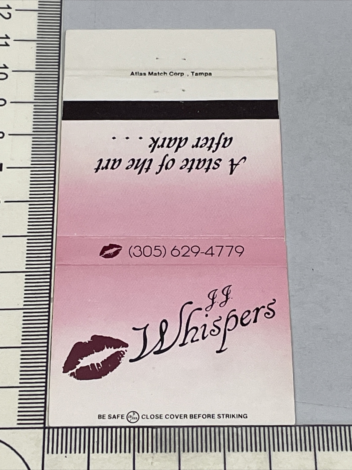Vintage Matchbook Cover JJ Whispers Orlando, Florida gmg Unstruck