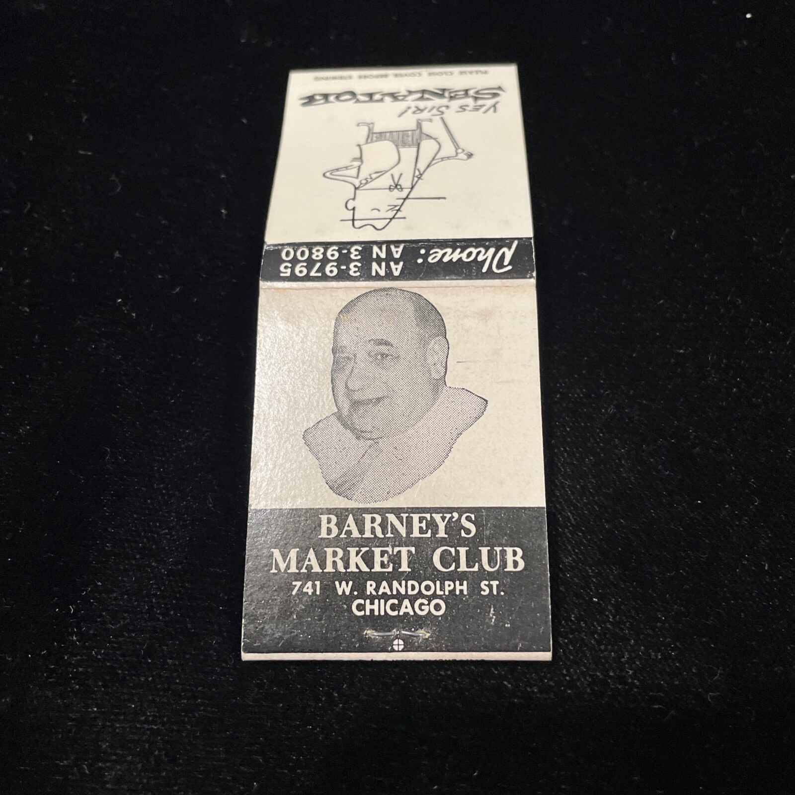 Vintage Matchbook Barney’s Market Club, Chicago, IL “Yes Sir, Senator” Unused