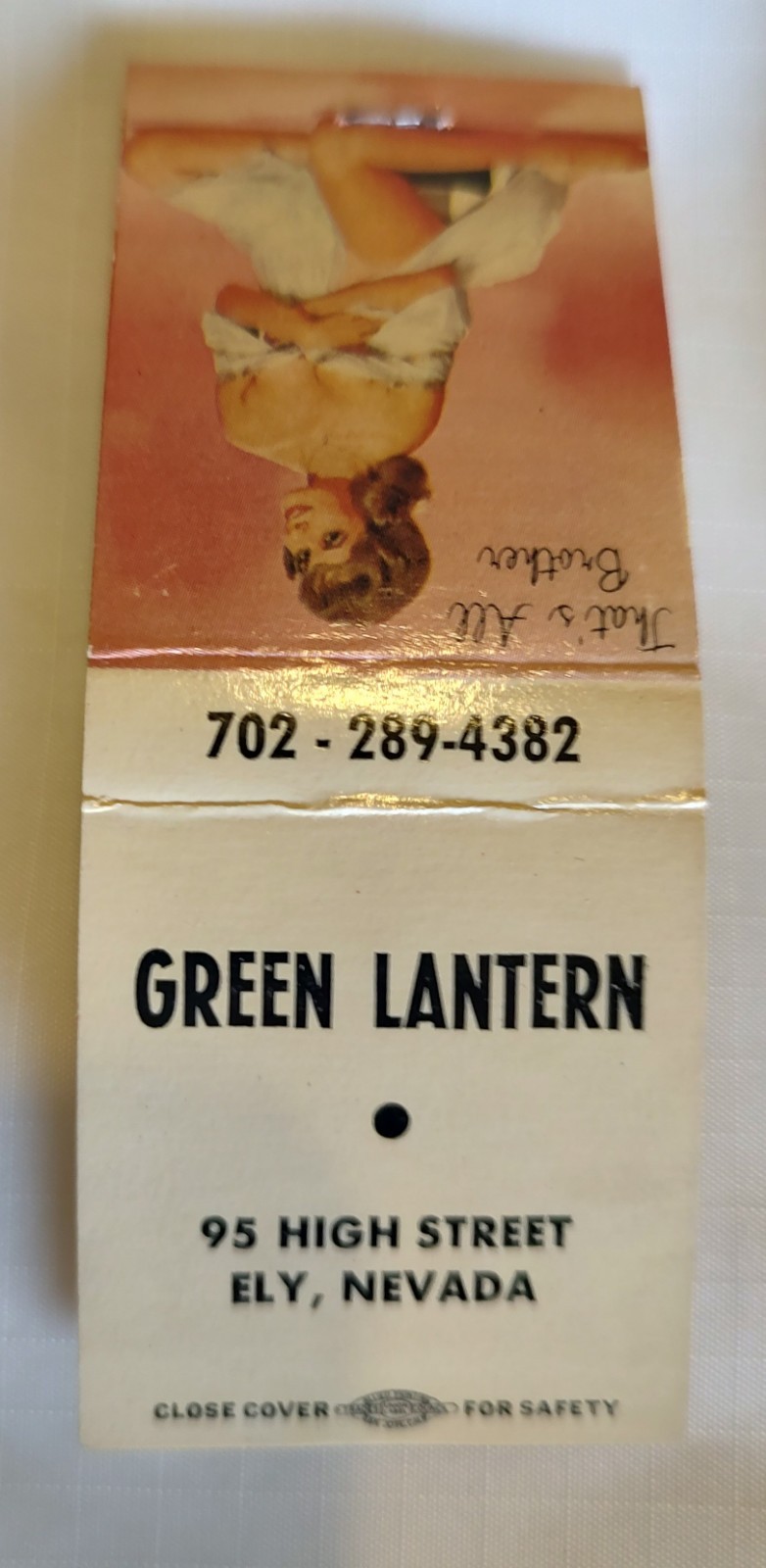 GREEN LANTERN Brothel Ely NV Vintage Matchbook NOS