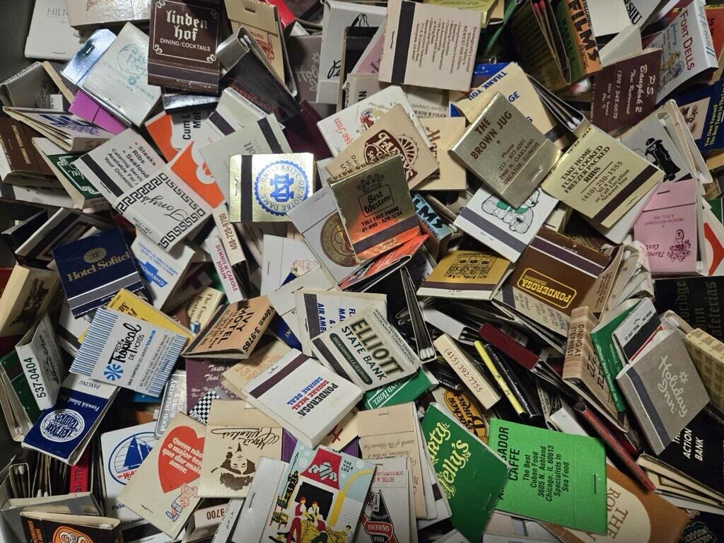 FRESH Lot of 65 Estate Mint Batch Vintage Full Unused Matchbooks No Dups Look😉