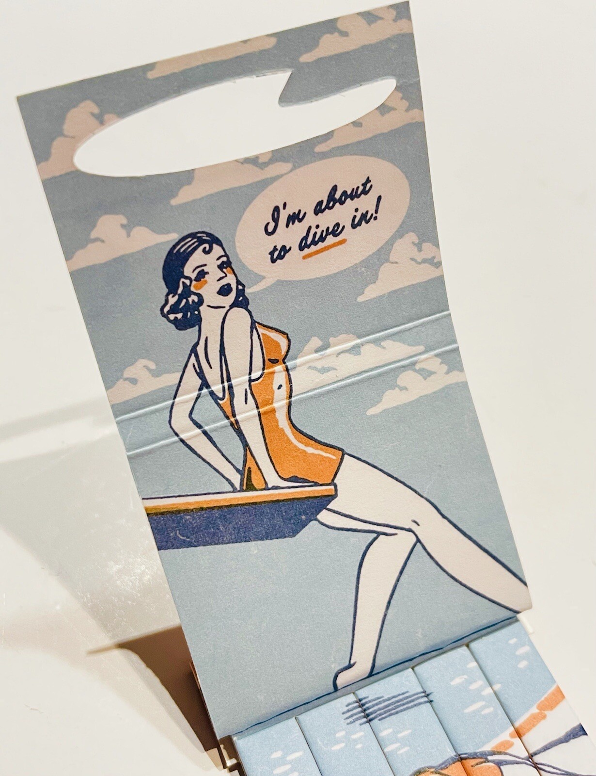 Feature Matchbook “The Diving Hole” Retro Bikini Babe, Pinup MCM Design