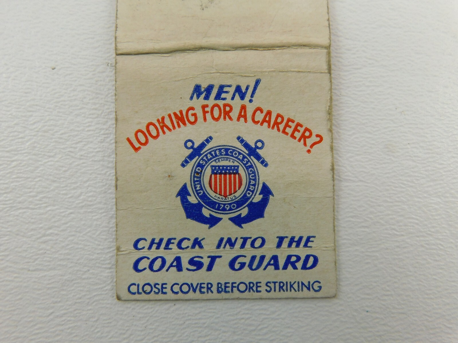 United States Coast Guard Looking For A Career? Vintage Matchbook Cover