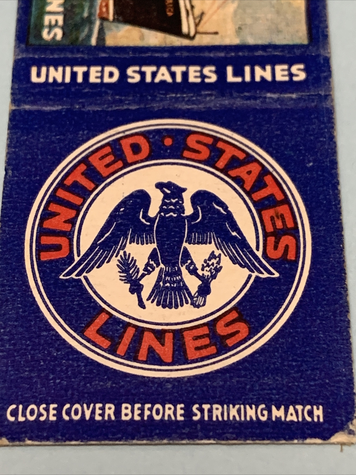Front Strike Matchbook Cover United States Lines Emergency Fleet Corp WWll gmg
