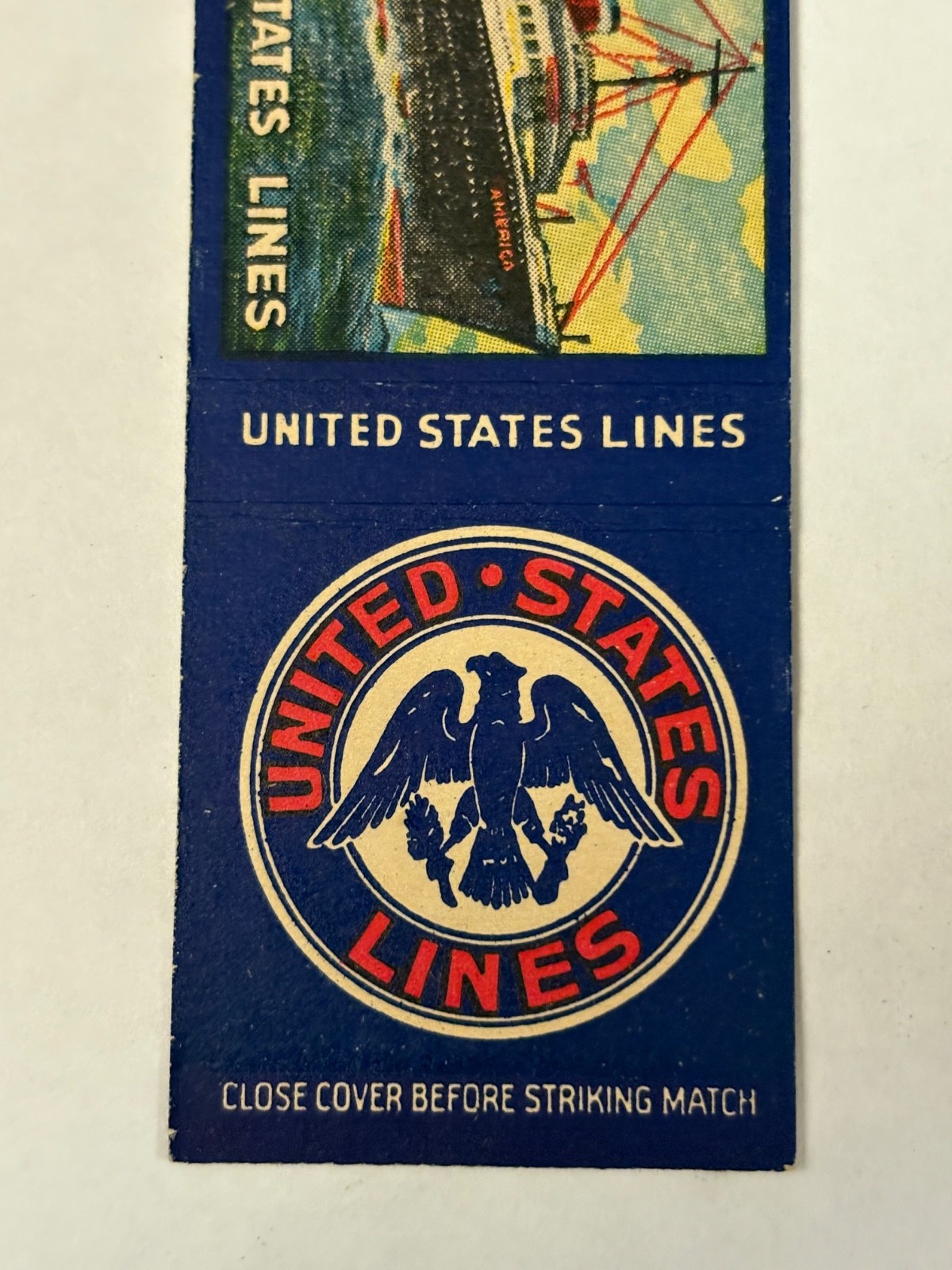 United States Lines Matchbook Cover U.S. US Eagle Emblem Logo Crest Boat Ship