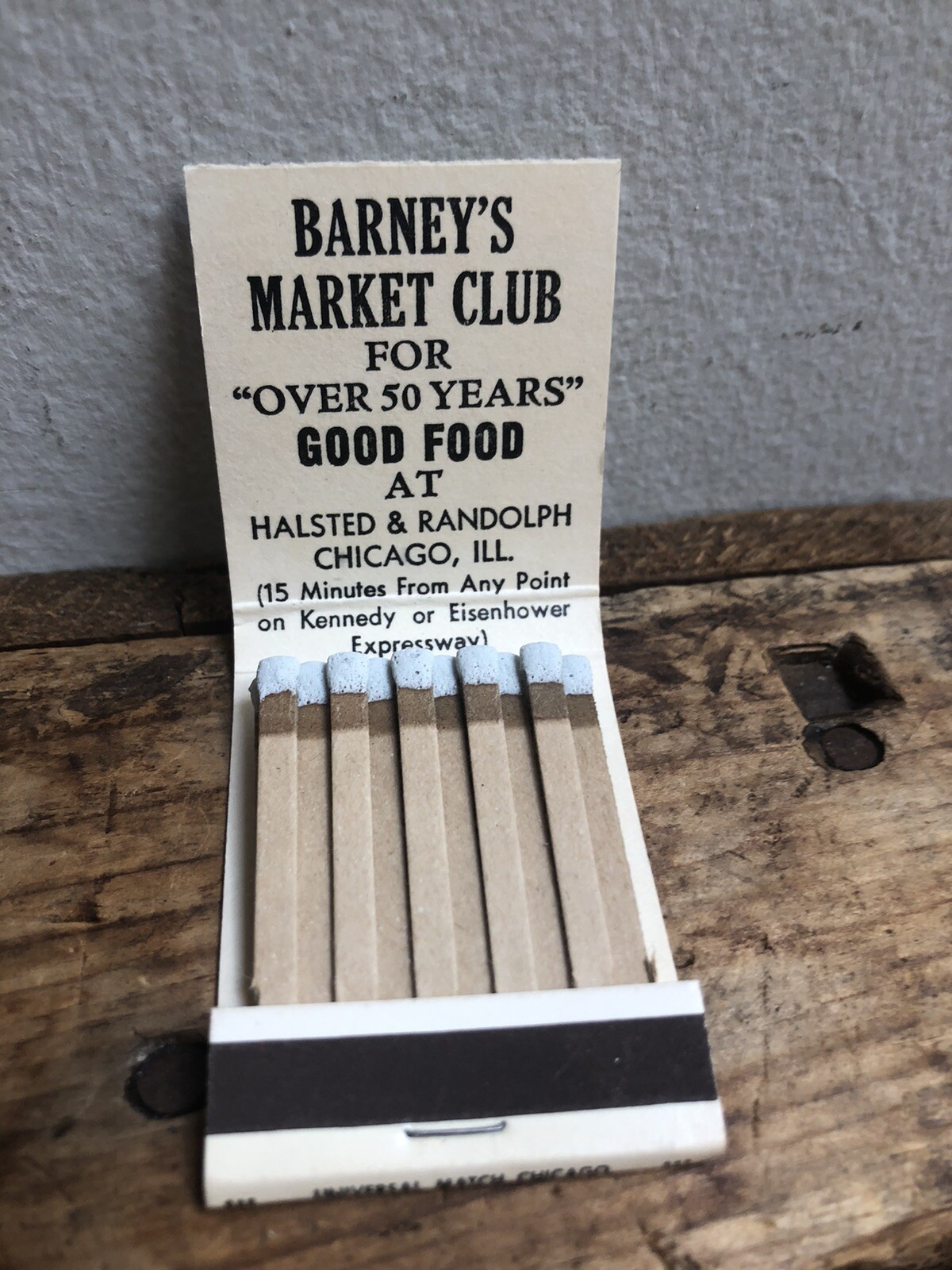 Vintage Matchbook Barney’s Market Club, Chicago, IL “Yes Sir, Senator” Unused
