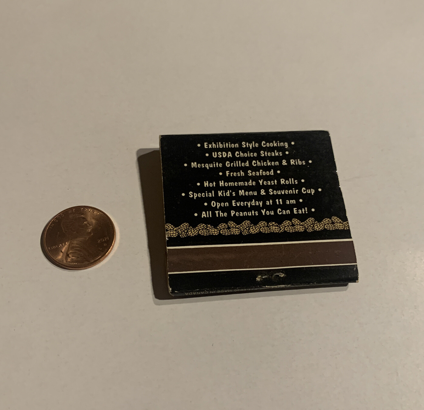 Vintage Roadhouse Grill Matchbook Matches Black Southern United States Full Ad