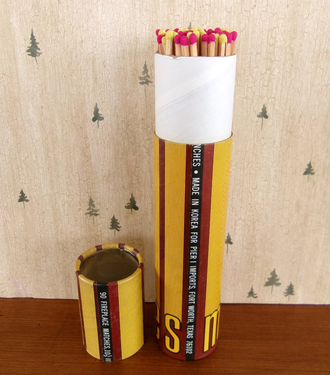 Vintage Fireplace Long Safety Matches in Cardboard Tube ~ Made in Korea