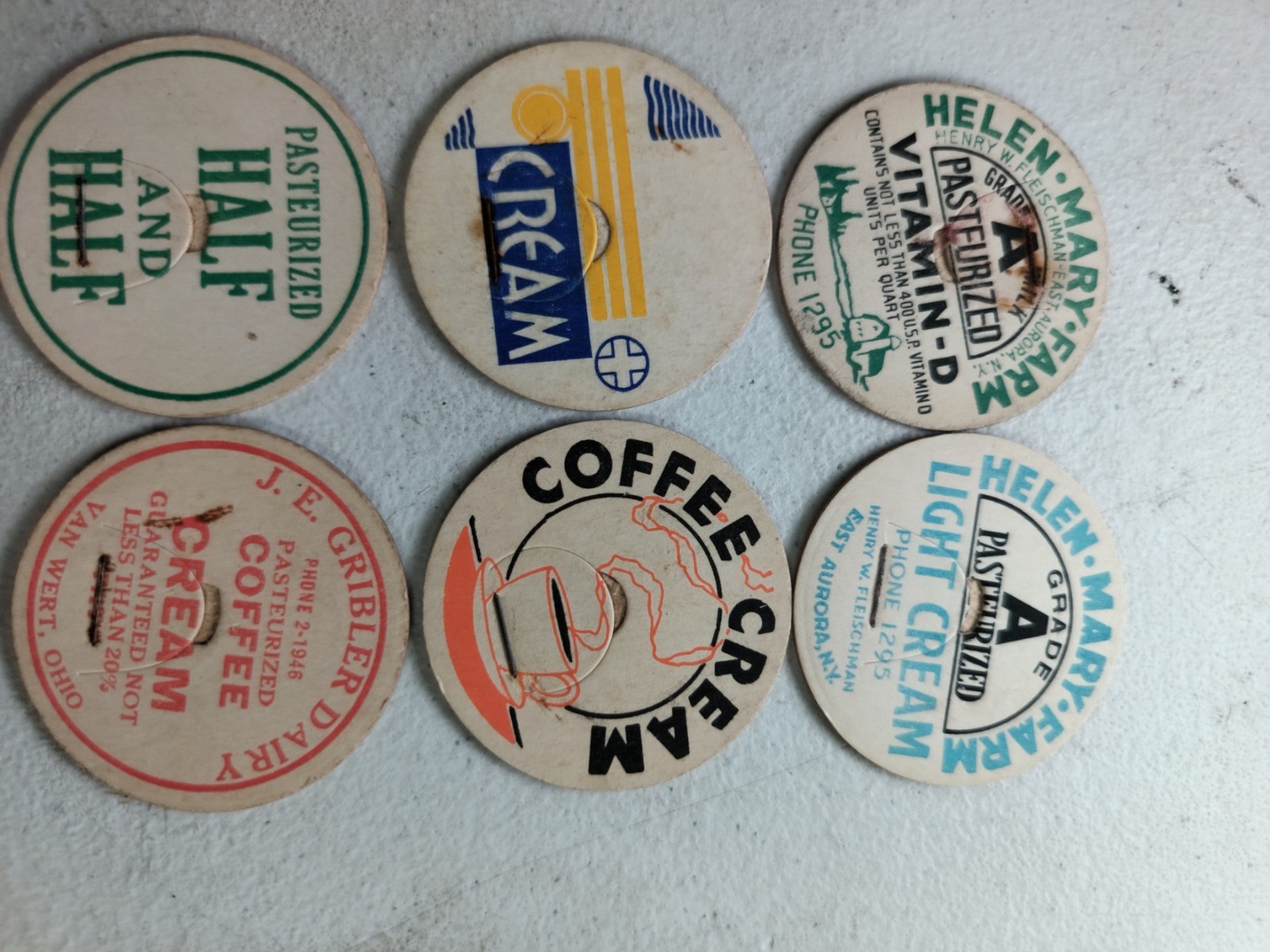 13 VINTAGE CARDBOARD MILK TOPS **VERY GOOD CONDITION**