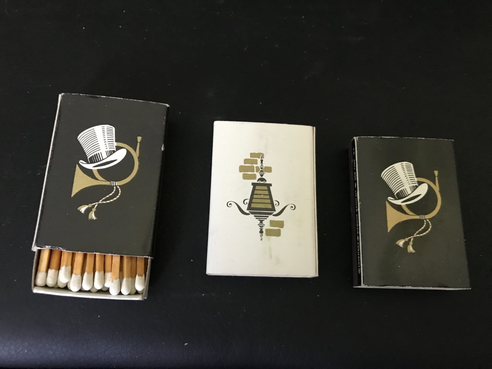 Set of 3 Cardboard Matchboxes with a Pattern in Black & White – F aga
