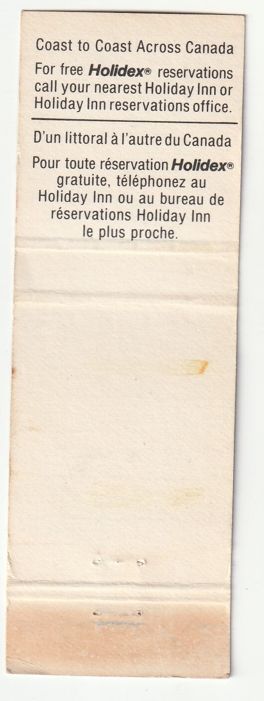 MATCHBOOK COVER – HOLIDAY INN HOTEL – TORONTO & WINNEPEG CANADA – HOLIDEX