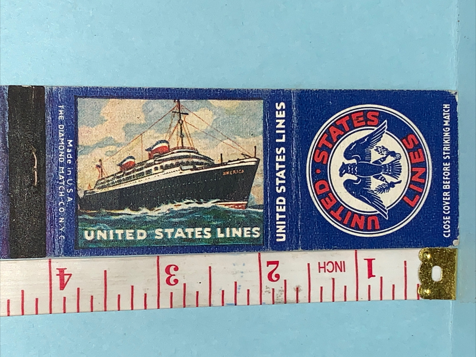 Front Strike Matchbook Cover United States Lines Emergency Fleet Corp WWll gmg