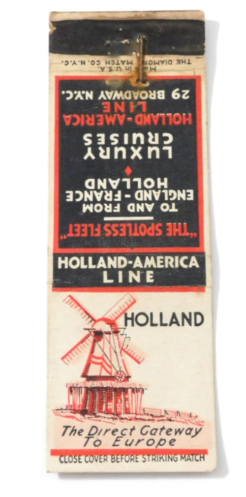 HOLAND AMERICAN LINE MATCHBOOK COVER * NEW YORK CTY