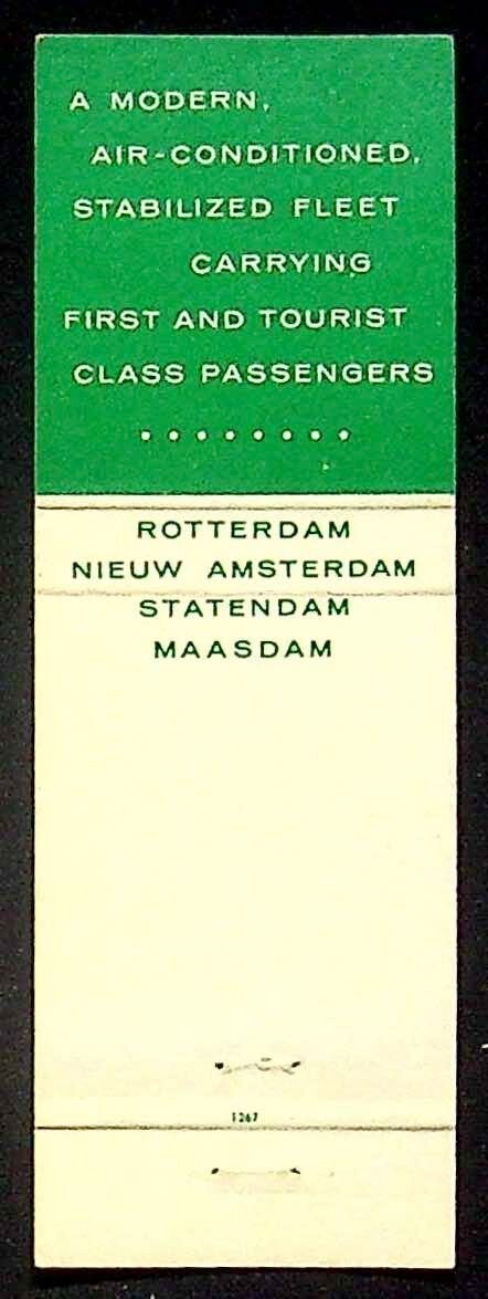 Vintage Holland America Line Matchbook – Luxury Cruises, Columbia Match Co, Clev