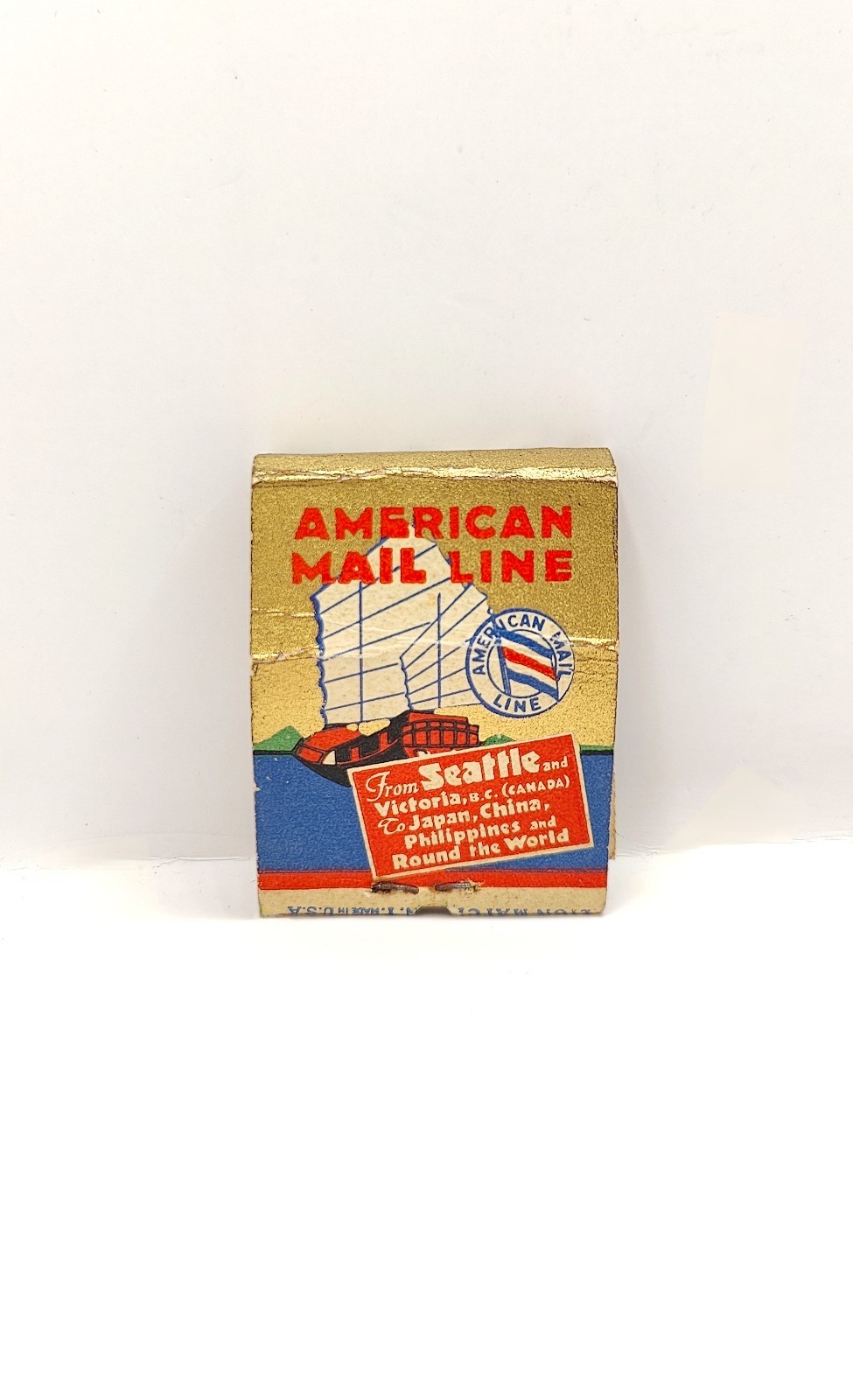 Vintage American Mail Line Trans Pacific Sailings Matchbook EMPTY