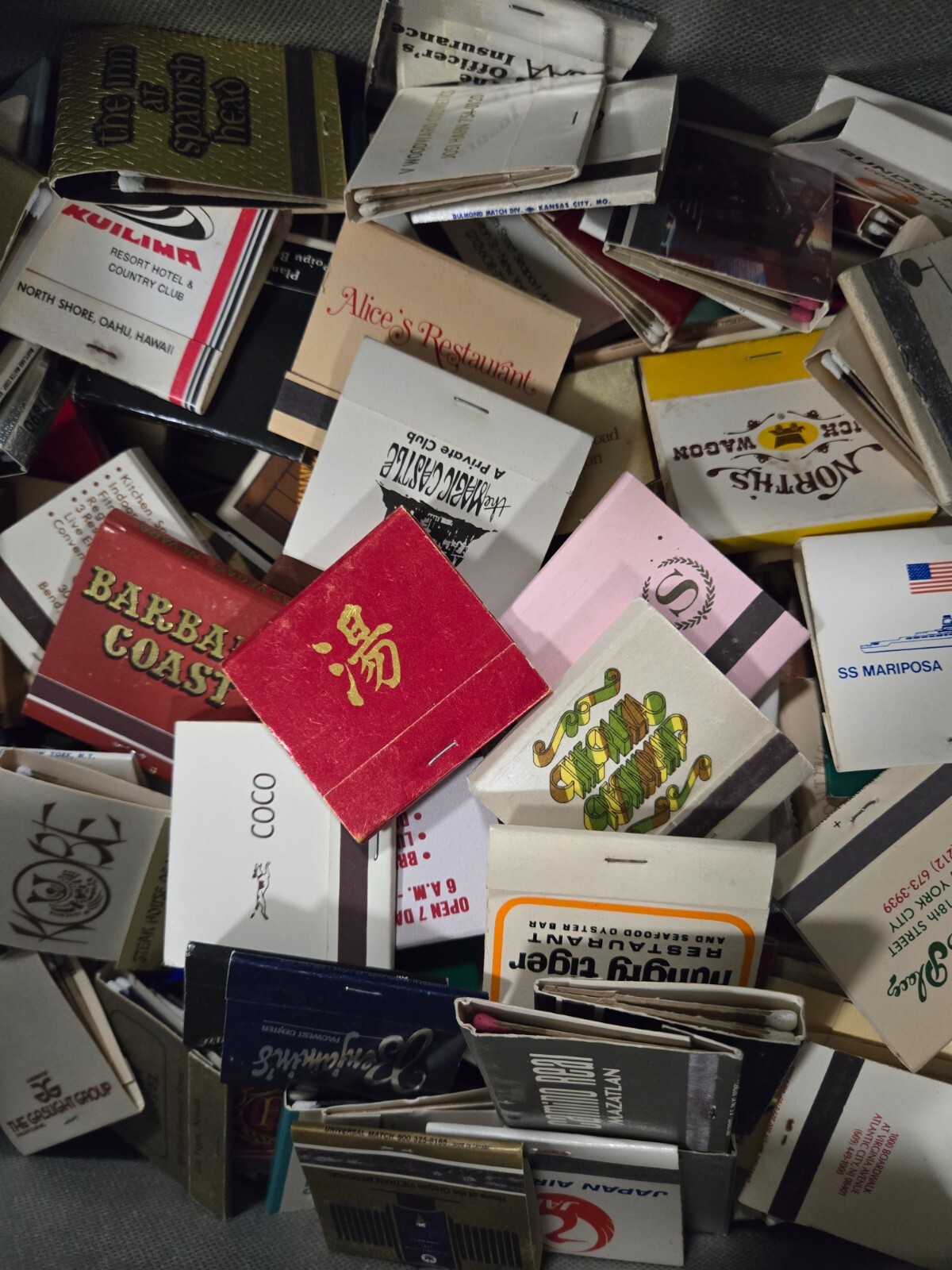 FRESH Lot of 65 Estate Mint Batch Vintage Full Unused Matchbooks No Dups Look😉