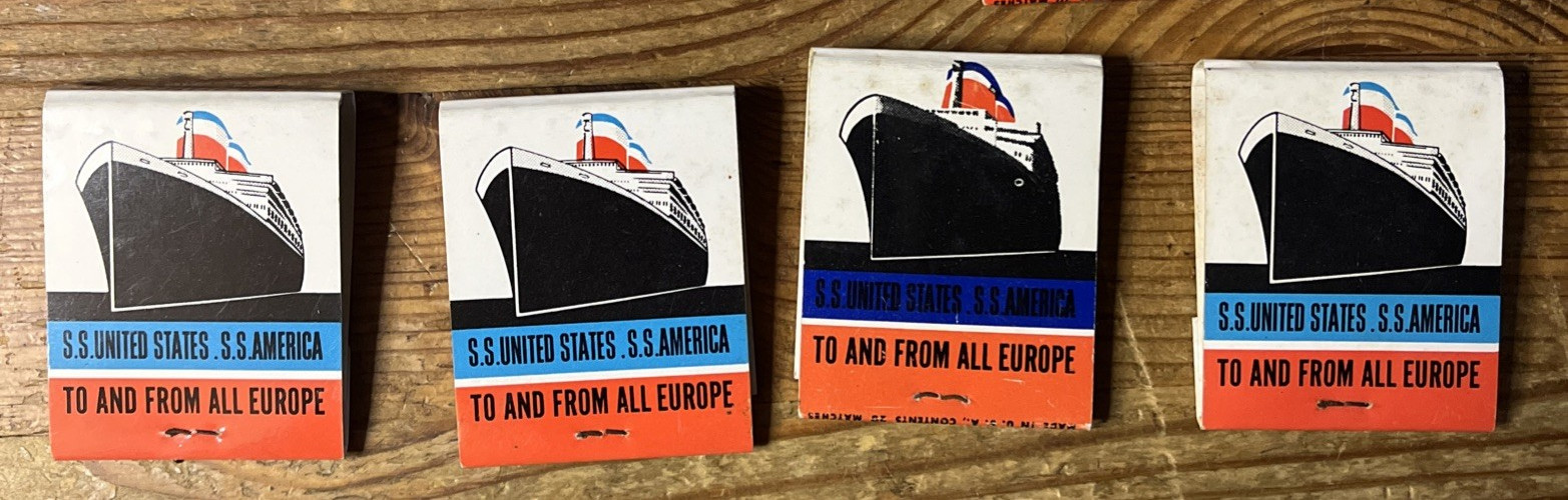 United States Lines Matchbook To And From All Of Europe SS America Matches Cover