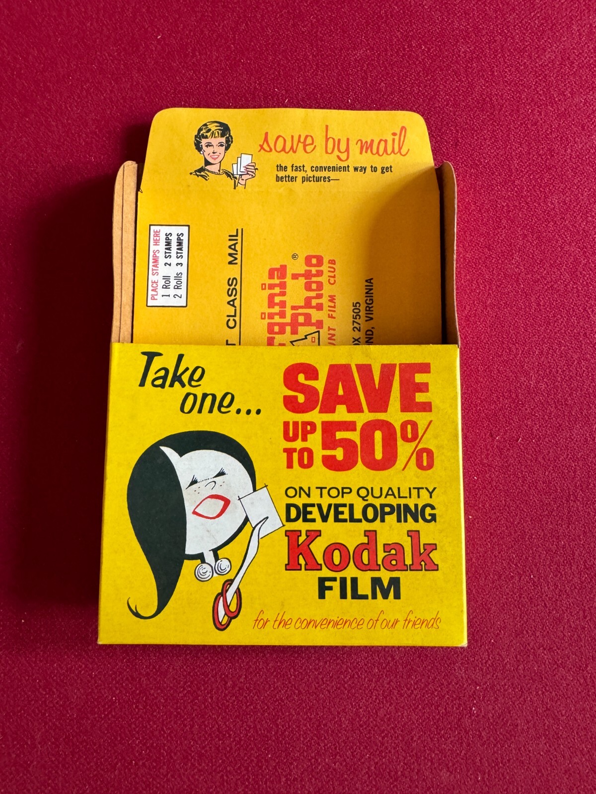 1970, KODAK Film, “Un-Used” Film Developing Cardboard Display (Scarce / Vintage)