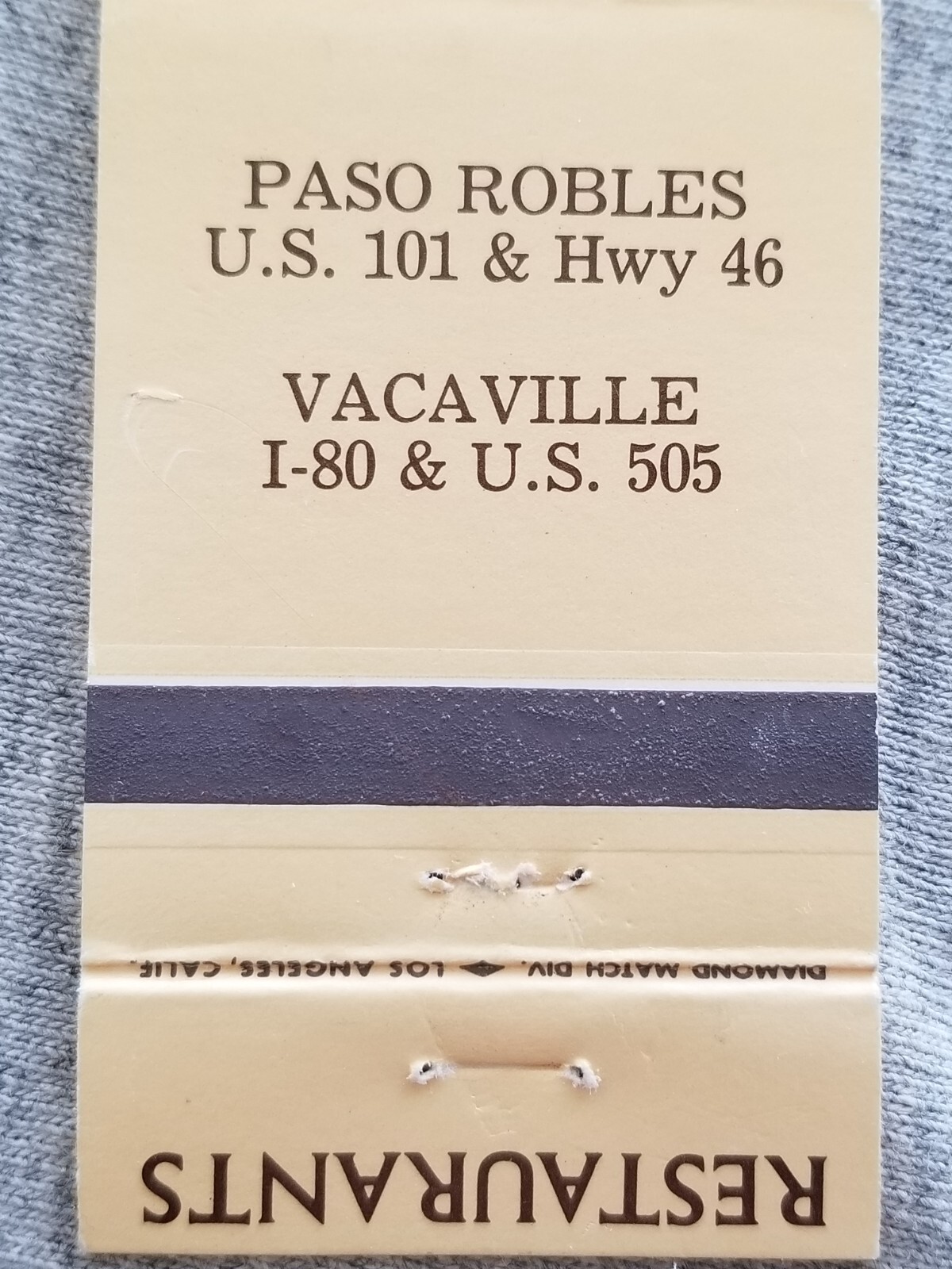 Black Oak Restaurant Paso Robles & Vacaville CA Vtg Matchbook Cover