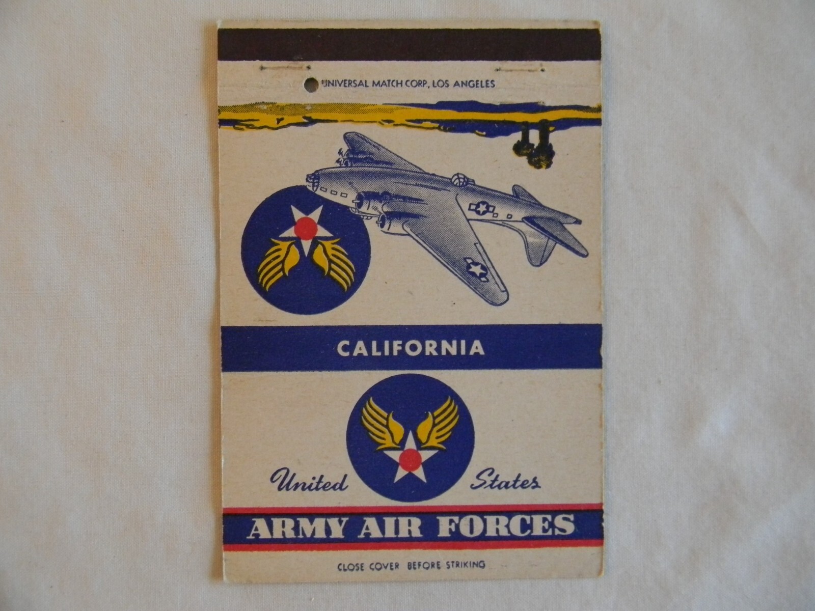 California United States Army Air Forces Corps military WWII matchbook