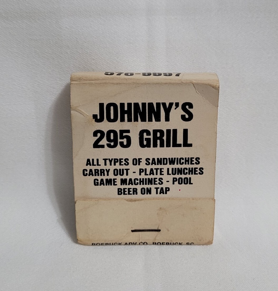 Vintage Matchbook Cover Johnny’s 295 Grill Bar Pool Girlie Nudie Advertising