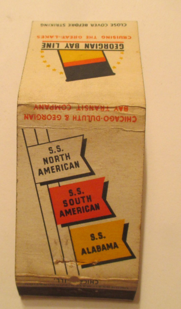 Georgian Bay Line Cruising the Great Lakes Ships Advertising Matchbook