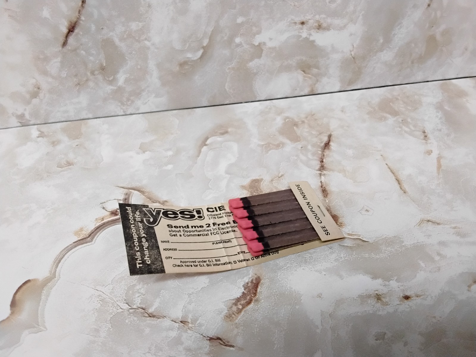 Vintage Matchbook – Yes! 2 Free Books Cleveland Institute of Electronics