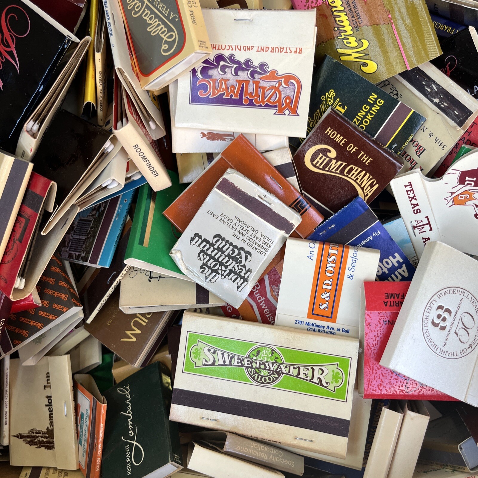 FRESH Lot of 65 Estate Mint Batch Vintage Full Unused Matchbooks No Dups Look😉