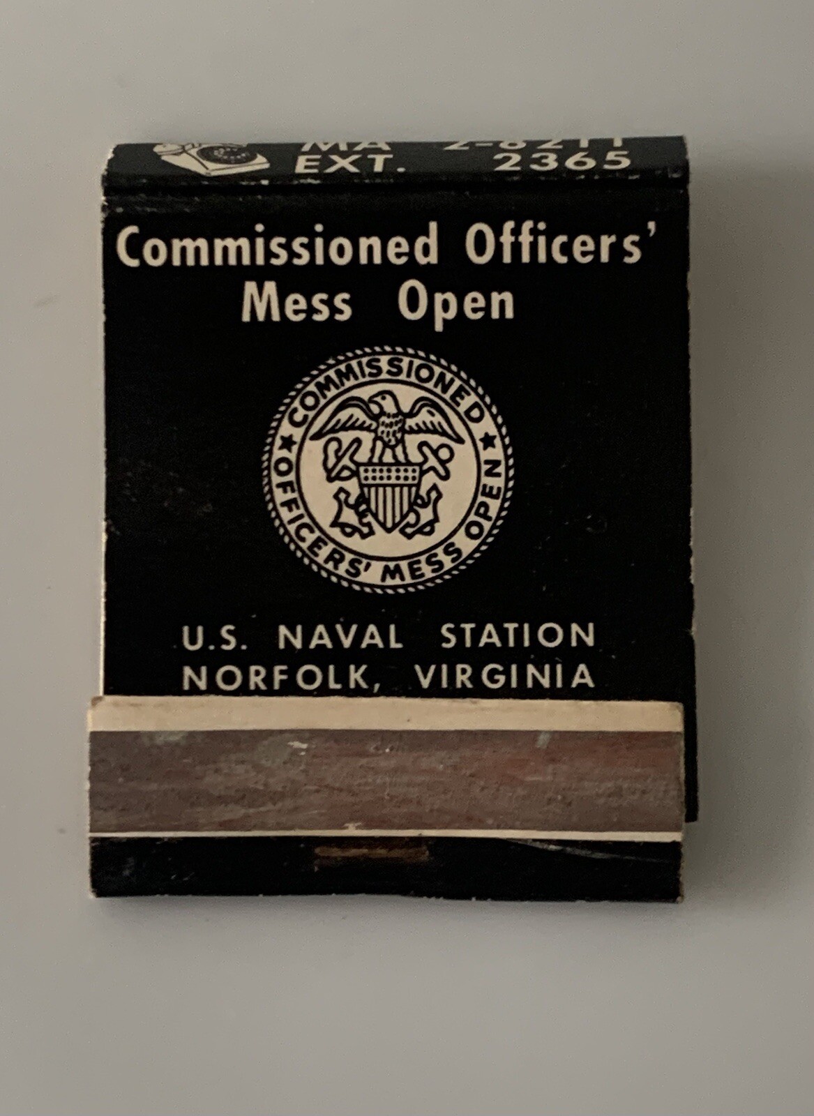 United States ~ Naval Station ~ Norfolk Virginia ~ Vintage Matchbook Cover ~