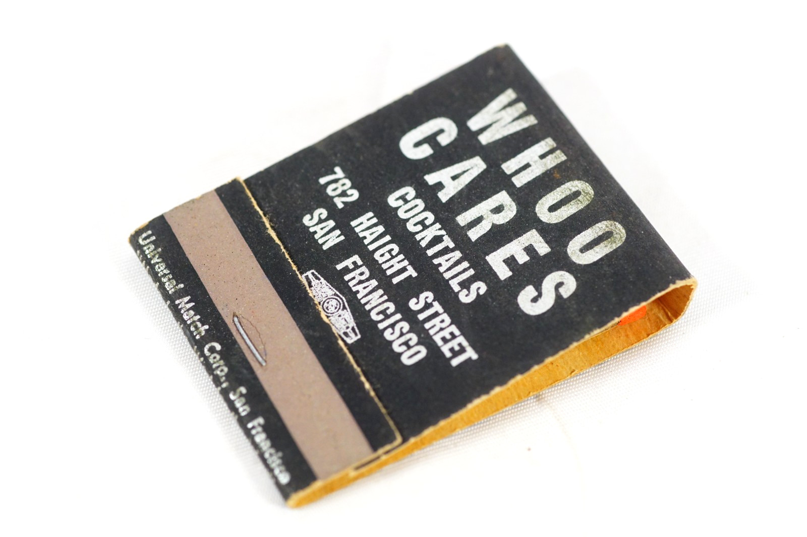 1950’s WHOO CARES Gay Lesbian Bar Haight Ashbury Silver & Black FULL UNSTRUCK!