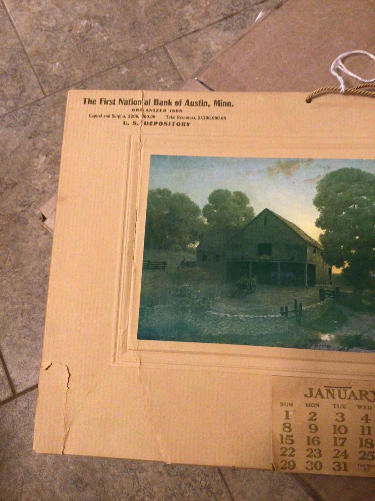 CARDBOARD 1 ST NATIONAL BANK AUSTIN MINN 1911 CALANDER Advertising Minnesota